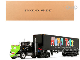 White Western Star 4800 with Green Goblin Head and 40 Vintage Trailer Black with Graphics Maximum Overdrive 1986 Movie 40th Anniversary 1/64 Diecast Model DCP/First Gear 68-2287