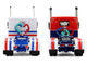 Peterbilt 589 with 44 Flat Top Sleeper Red with Blue Stripes and Fontaine Renegade LXT40 Lowboy Trailer with Peterbilt 359 Load White with Blue and Red Stripes America 250 1/64 Diecast Model DCP/First Gear 69-2348 Peterbilt 589 with 44 Flat Top Sleeper Red with Blue Stripes and Fontaine Renegade LXT40 Lowboy Trailer with Peterbilt 359 Load White with Blue and Red Stripes America 250 1/64 Diecast Model DCP/First Gear 69-2348