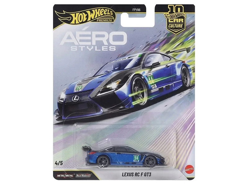 Lexus RC F GT3 #14 Blue Metallic Aero Styles Series Diecast Model Car Hot Wheels JKF35