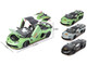 Lamborghini Aventador SVJ Roadster Matt Gray with Carbon Top and Orange Accents 1/18 Diecast Model Car Heimanba H1102GRY