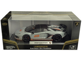 Lamborghini Aventador SVJ Roadster Matt Gray with Carbon Top and Orange Accents 1/18 Diecast Model Car Heimanba H1102GRY