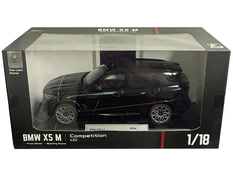 BMW X5 M Competition LCI Black Metallic with Moonroof 1/18 Diecast Model Car Heimanba H1262BK