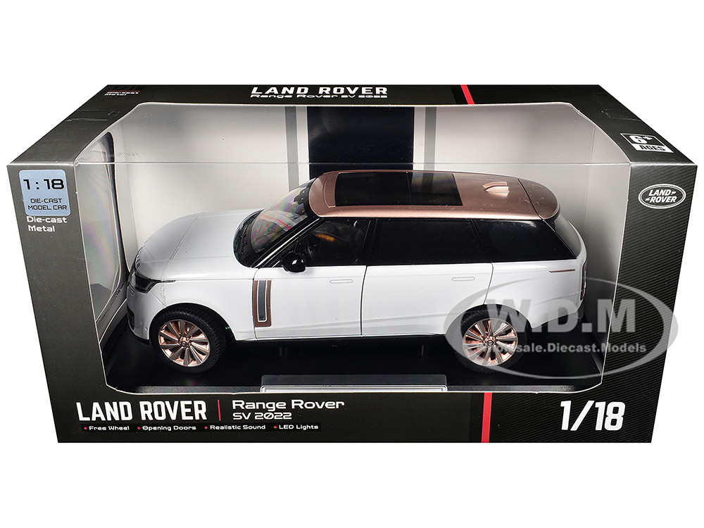 2022 Land Rover Range Rover SV White Metallic with Rose Gold Top and Moonroof 1/18 Diecast Model Car by Heimanba
