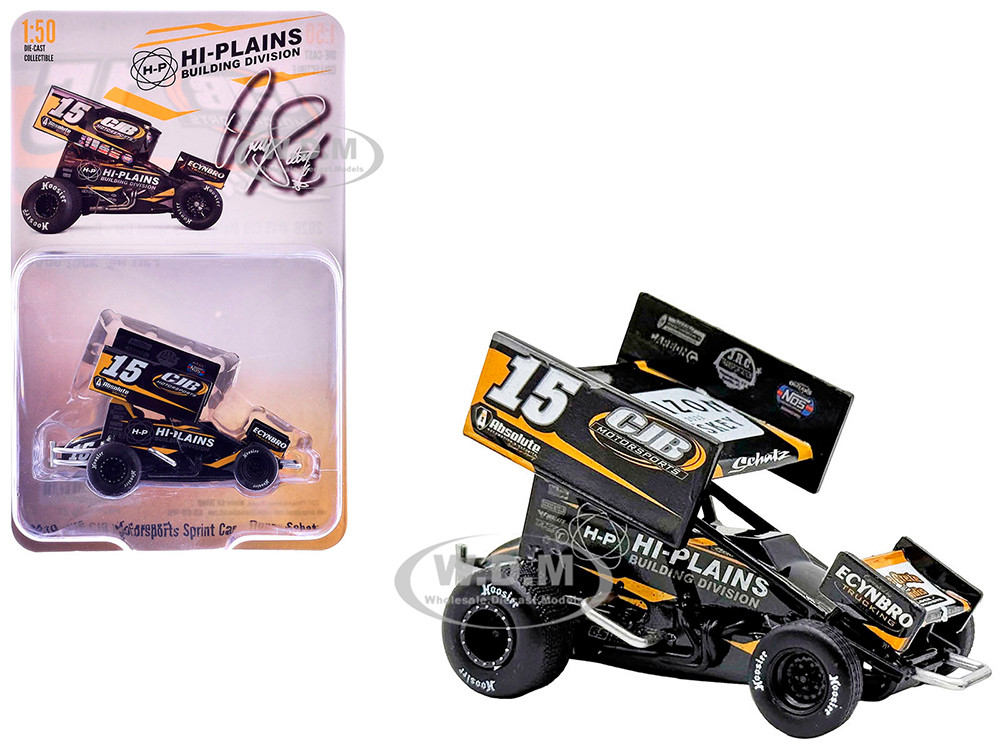 Winged Sprint Car #15 Donny Schatz "CJB Motorsports - Hi-Plains Building Division" Black (2026) 1/50 Diecast Model Car by ACME