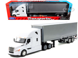 Freightliner Cascadia Truck White with Gray Container Transporter Series 1/32 Diecast Model Welly 32696W-WH