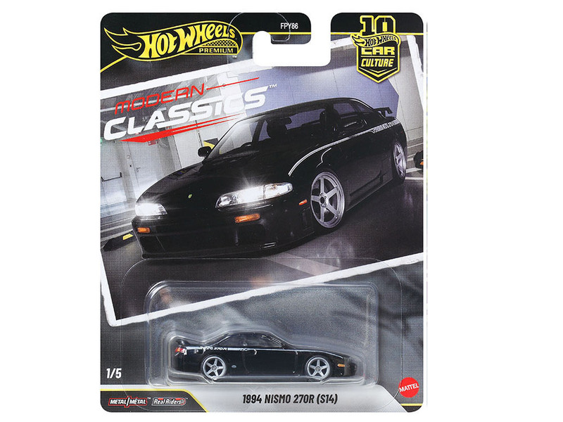 1994 Nissan Nismo 270R S14 RHD Right Hand Drive Black with White Stripes Modern Classics Series Diecast Model Car Hot Wheels JKD99