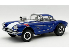 1961 Chevrolet Corvette Grand Sport Gasser Admiral Blue Metallic with White Stripe Limited Edition to 204 pieces Worldwide 1/18 Diecast Model Car ACME A1800939