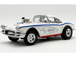 1961 Chevrolet Corvette Grand Sport Gasser USA 1 White with Blue and Red Stripes Limited Edition to 362 pieces Worldwide 1/18 Diecast Model Car ACME A1800939USA
