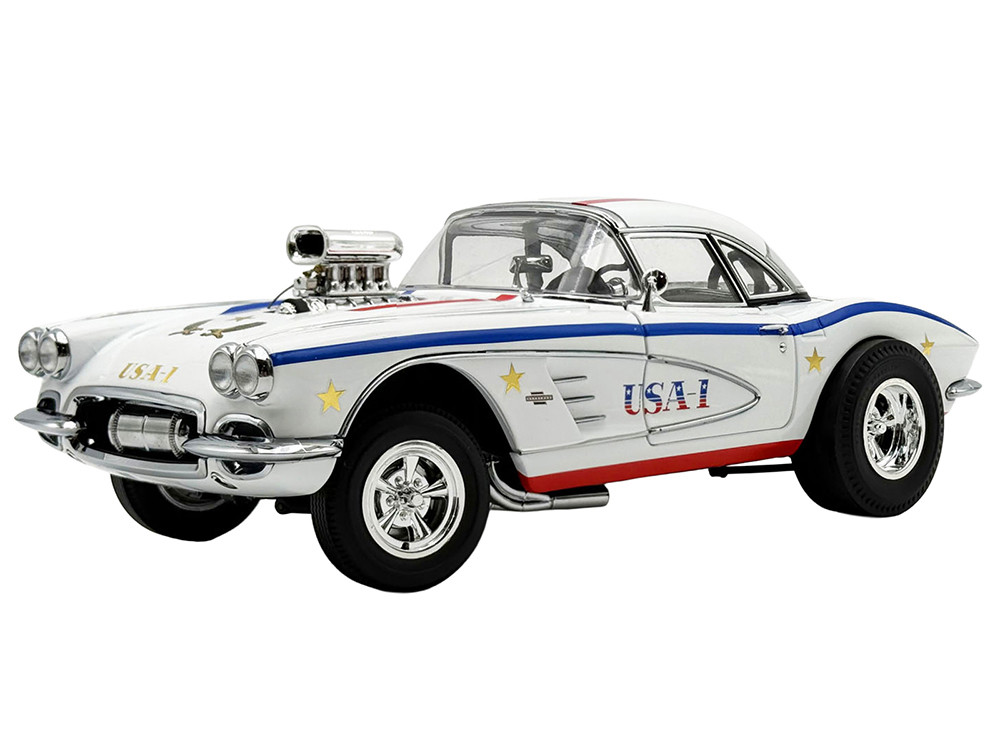 1961 Chevrolet Corvette Grand Sport Gasser "USA-1" White with Blue and Red Stripes Limited Edition to 362 pieces Worldwide 1/18 Diecast Model Car by ACME
