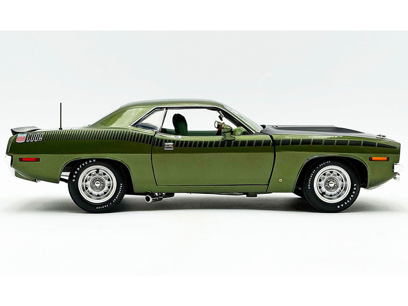 1970 Plymouth AAR Cuda Ivy Green Metallic with Black Stripes and Green Interior Limited Edition to 576 pieces Worldwide 1/18 Diecast Model Car ACME A1806140
