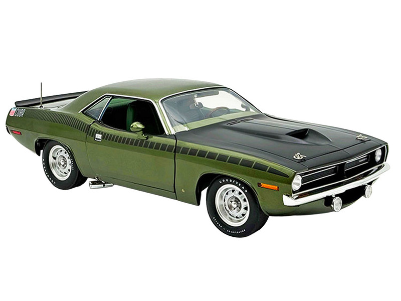 1970 Plymouth AAR Cuda Ivy Green Metallic with Black Stripes and Green Interior Limited Edition to 576 pieces Worldwide 1/18 Diecast Model Car ACME A1806140