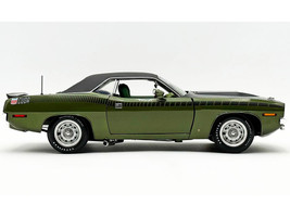 1970 Plymouth AAR Cuda Ivy Green Metallic with Black Stripes and Black Vinyl Top with Green Interior Limited Edition to 448 pieces Worldwide 1/18 Diecast Model Car ACME A1806140VT