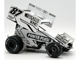 Winged Sprint Car #87 Aaron Reutzel Power Plus White 2026 1/18 Diecast Model Car ACME A1826009