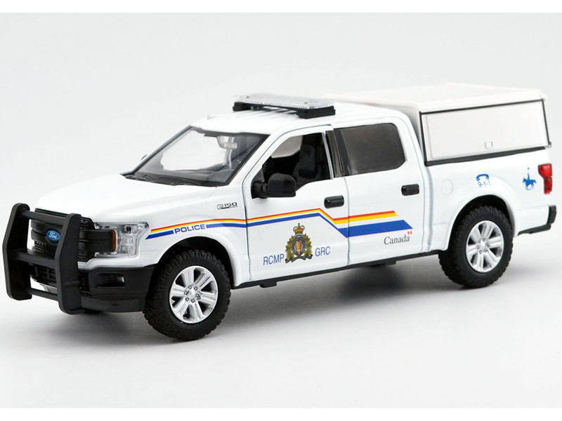 2019 Ford F 150 Lariat Crew Cab Pickup Truck with Camper Box Royal Canadian Mounted Police White Law Enforcement and Public Service Series 1/27 Diecast Model Car Motormax 76647
