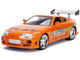 1993 Toyota Supra Orange with Graphics The Fast and the Furious 2001 Movie 25 Years of Fast & Furious Series 1/18 Diecast Model Car Jada 37770 1993 Toyota Supra Orange with Graphics The Fast and the Furious 2001 Movie 25 Years of Fast & Furious Series 1/18 Diecast Model Car Jada 37770