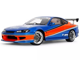 2002 Nissan Silvia S15 RHD Right Hand Drive Blue Metallic with Orange Graphics The Fast and the Furious Tokyo Drift 2006 Movie 25 Years of Fast & Furious Series 1/18 Diecast Model Car Jada 37772