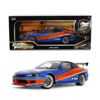 2002 Nissan Silvia S15 RHD Right Hand Drive Blue Metallic with Orange Graphics The Fast and the Furious Tokyo Drift 2006 Movie 25 Years of Fast & Furious Series 1/18 Diecast Model Car Jada 37772