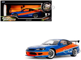 2002 Nissan Silvia S15 RHD Right Hand Drive Blue Metallic with Orange Graphics The Fast and the Furious Tokyo Drift 2006 Movie 25 Years of Fast & Furious Series 1/18 Diecast Model Car Jada 37772