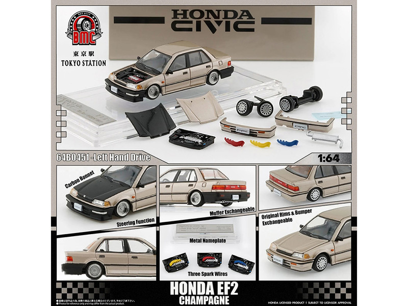 Honda Civic EF2 Champagne Metallic with Alternate Parts 1/64 Diecast Model Car BM Creations 64B0451