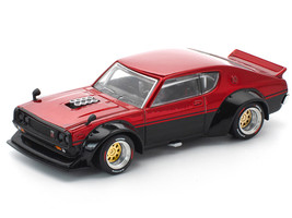 Skyline KPGC110 Kenmeri RHD Right Hand Drive Red Metallic and Black 1/64 Diecast Model Car Pop Race PR640266