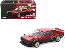 Skyline KPGC110 Kenmeri RHD Right Hand Drive Red Metallic and Black 1/64 Diecast Model Car Pop Race PR640266