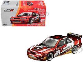 Pandem S13 RHD Right Hand Drive EVA RT Production Model 02 Red Metallic with Graphics 1/64 Diecast Model Car Pop Race PR640507