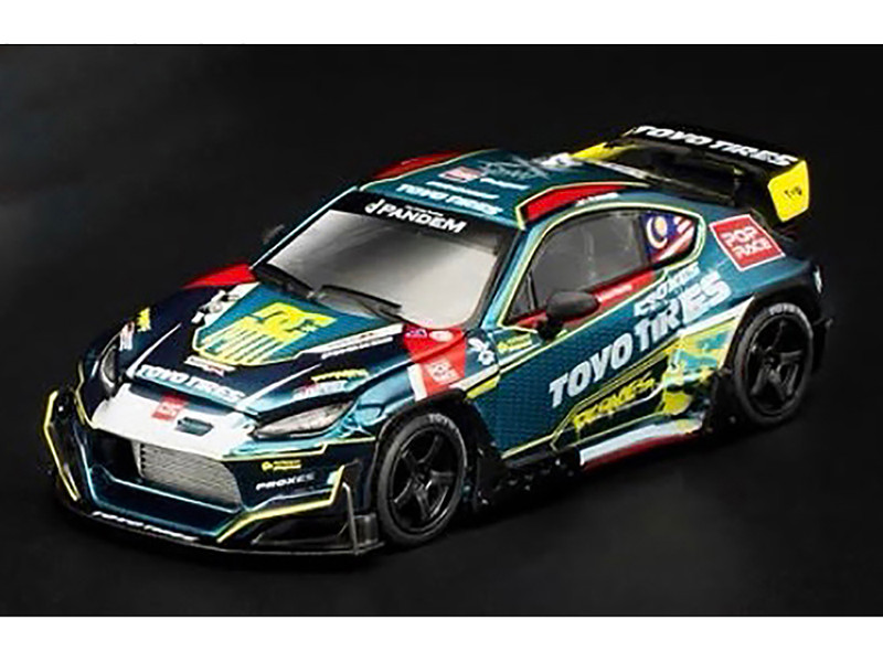 Toyota Pandem GR86 Tengku Djan Ley Blue Metallic with Graphics 1/64 Diecast Model Car Pop Race PR640515
