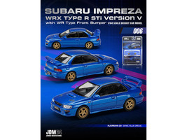 Subaru Impreza WRX Type R Sti Version V RHD Right Hand Drive Sonic Blue Mica JDM64 Series 1/64 Diecast Model Car Hobby Japan HJDM006-20