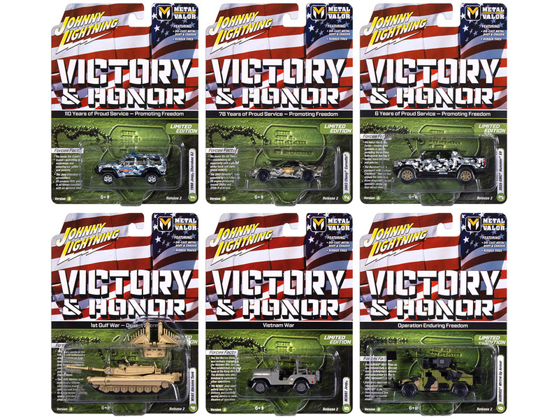 Military Set A of 6 pieces 2025 Release 2 Limited Edition Diecast Models Johnny Lightning JLML013A