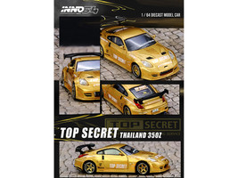 Nissan Top Secret Thailand 350Z RHD Right Hand Drive Gold Metallic with Graphics 1/64 Diecast Model Car Inno Models IN64-350ZTST-TSTOS