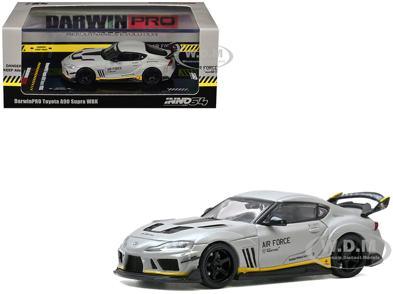 Toyota Supra A90 WBK DarwinPro Air Force Matt Gray with Carbon Accents 1/64 Diecast Model Car Inno Models IN64-A90DP-MGRAY
