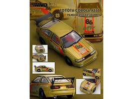 Toyota Levin AE86 RHD Right Hand Drive #86 Pandem Rocket Bunny Gold Metallic with Stripes 1/64 Diecast Model Car Inno Models IN64-AE86P-GLD