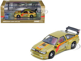 Toyota Levin AE86 RHD Right Hand Drive #86 Pandem Rocket Bunny Gold Metallic with Stripes 1/64 Diecast Model Car Inno Models IN64-AE86P-GLD