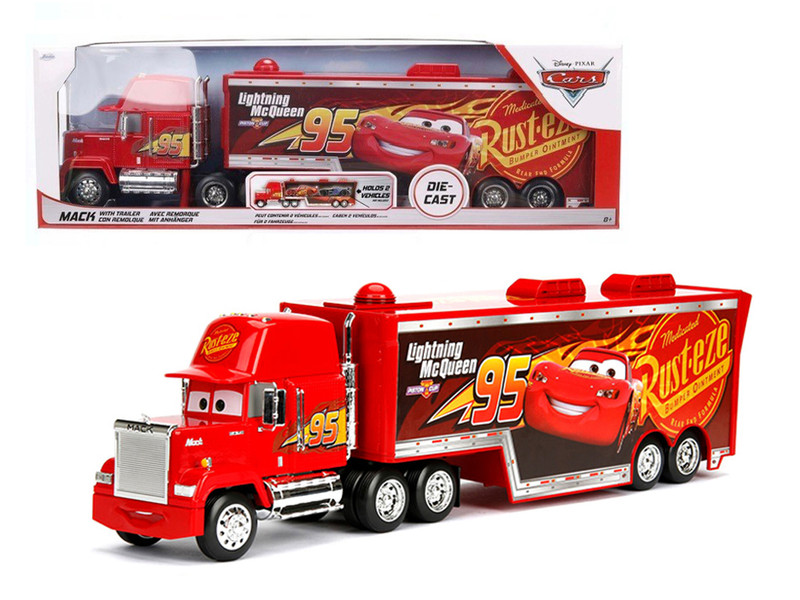 Mack Tractor Truck with Hauler Red Disney & Pixar Cars Movie Hollywood Rides Series Diecast Model Car Jada 98627