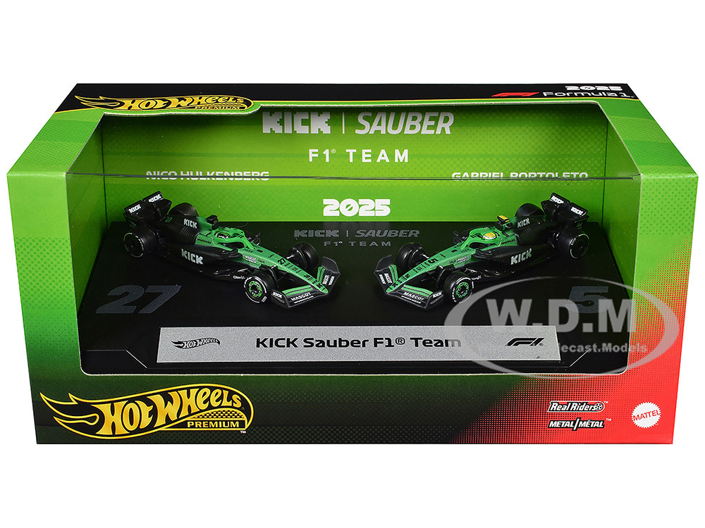 "Kick Sauber F1 Team" Formula One F1 World Championship (2025) 2 Piece Set Diecast Model Cars by Hot Wheels