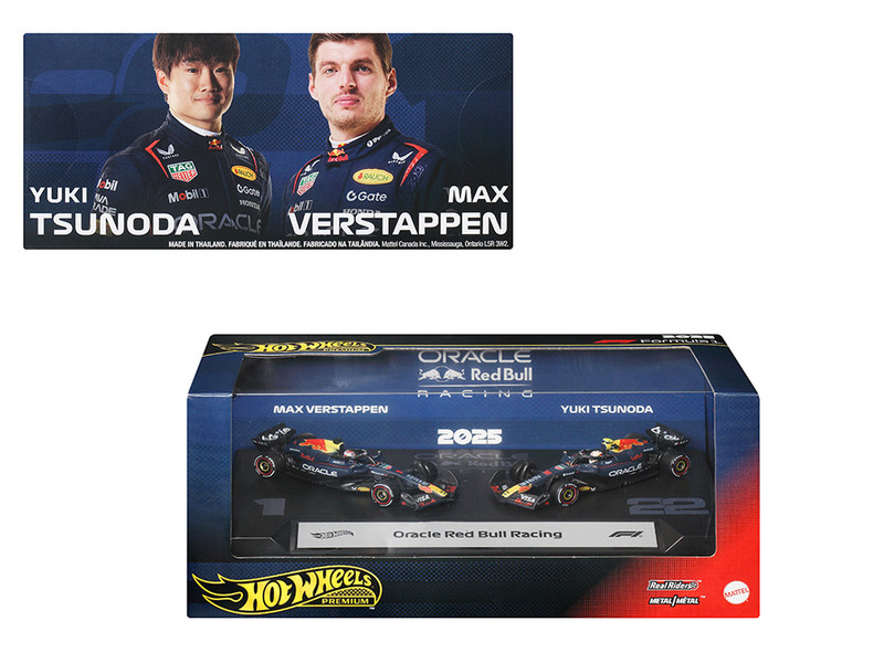 Oracle Red Bull Racing Formula One F1 World Championship 2025 2 Piece Set Diecast Model Cars Hot Wheels JMM95
