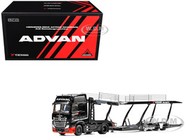 Mercedes Benz Actros Gigaspace Auto Transporter ADVAN Yokohama Black 1/64 Diecast Model Car GCD KS-069-618