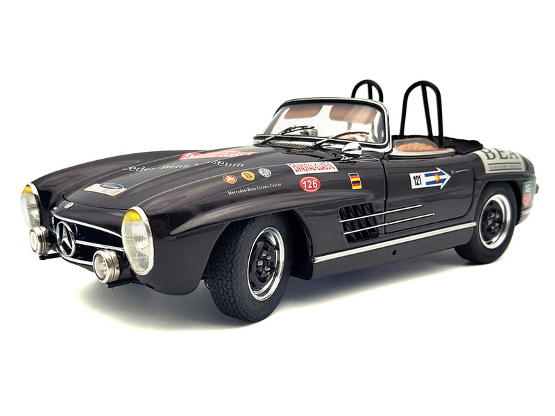 Mercedes Benz 300 SL W198 II Roadster Racing Version Brown with Graphics Limited Edition to 1500 pieces Worldwide 1/18 Diecast Model Car CMC M-295