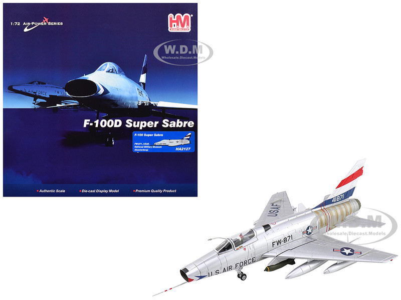North American F-100 Super Sabre Fighter Aircraft FW 871 National Military Museum Soesterberg Netherlands United States Air Force Air Power Series 1/72 Diecast Model Hobby Master HA2127
