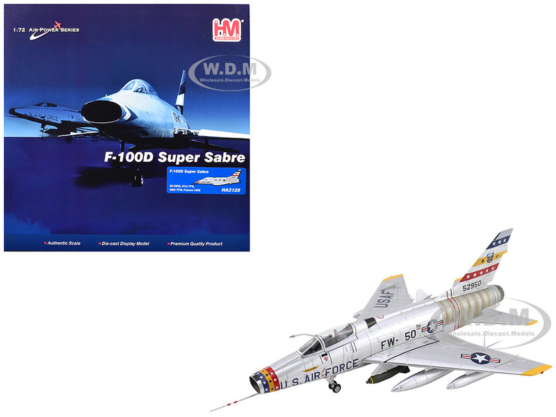 North American F 100D Super Sabre Fighter Aircraft FW 871 81st TFS 50th TFW, France 1958 United States Air Force Air Power Series 1/72 Diecast Model Hobby Master HA2128