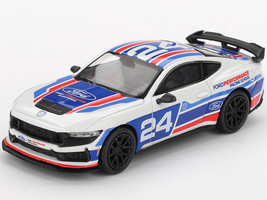 Ford Mustang Dark Horse #24 Ford Performance Racing School White with Red and Blue Graphics Limited Edition 1/64 Diecast Model Car Mini GT MGT01172