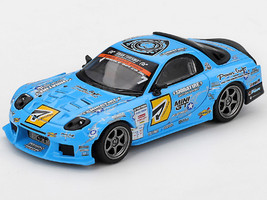Mazda RX 7 RE Amemiya RHD Right Hand Drive Blue with Graphics D1GP 2025 Limited Edition 1/64 Diecast Model Car Mini GT MGT01195