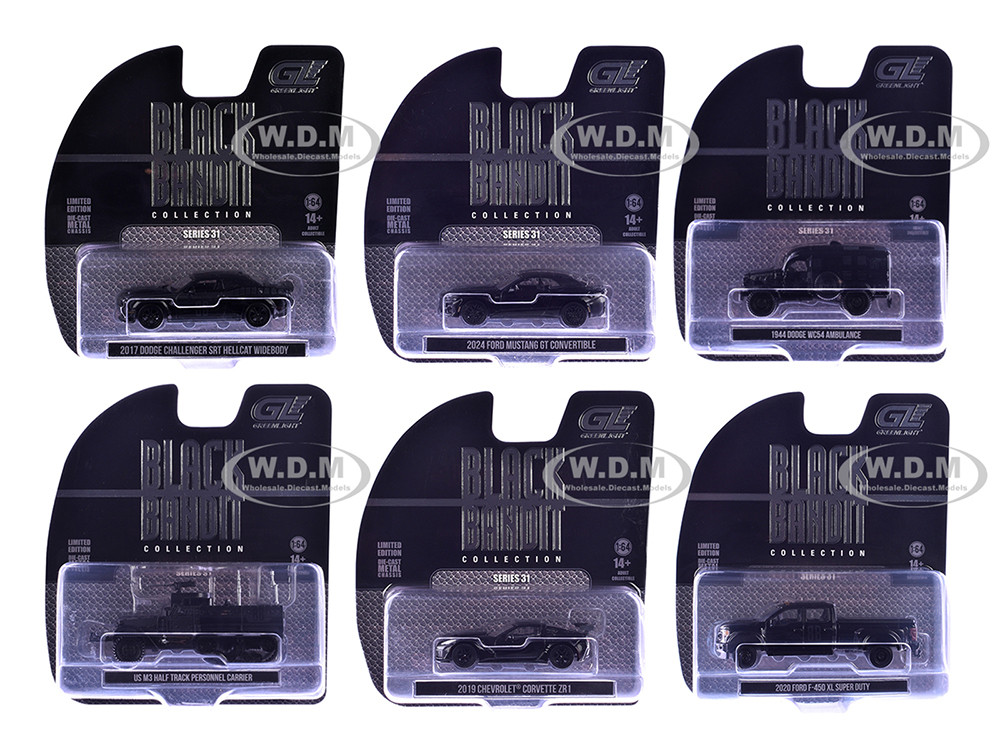 "Black Bandit" Series 31 6 piece Set 1/64 Diecast Model Cars by Greenlight