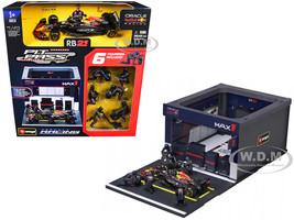 Red Bull Racing Pit Pass Diorama Set with RB21 #1 Max Verstappen Formula One F1 World Championship 2025 Formula Racing Series 1/43 Diecast Model Car Bburago 38459MV