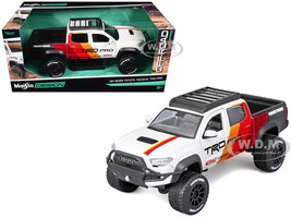 2023 Toyota Tacoma TRD PRO Off Road Pickup Truck White with Graphics and Roof Rack Maisto Design Series 1/27 Diecast Model Car Maisto 32546W