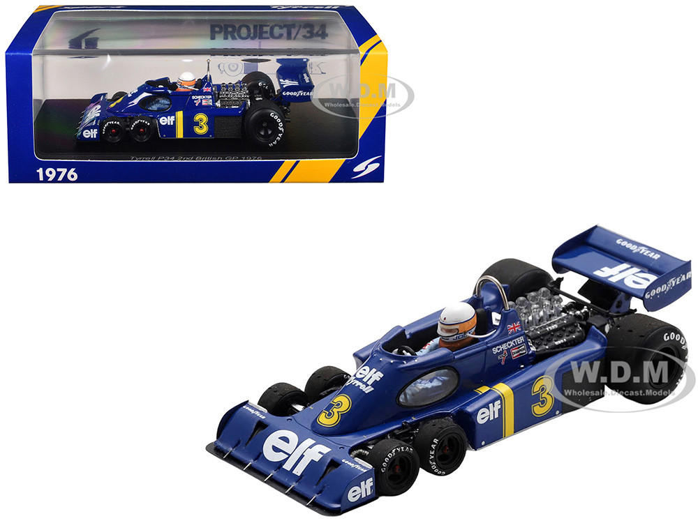 Tyrrell P34 #3 Jody Scheckter 2nd Place Formula One F1 "British GP" (1976) with Driver 1/43 Model Car by Spark