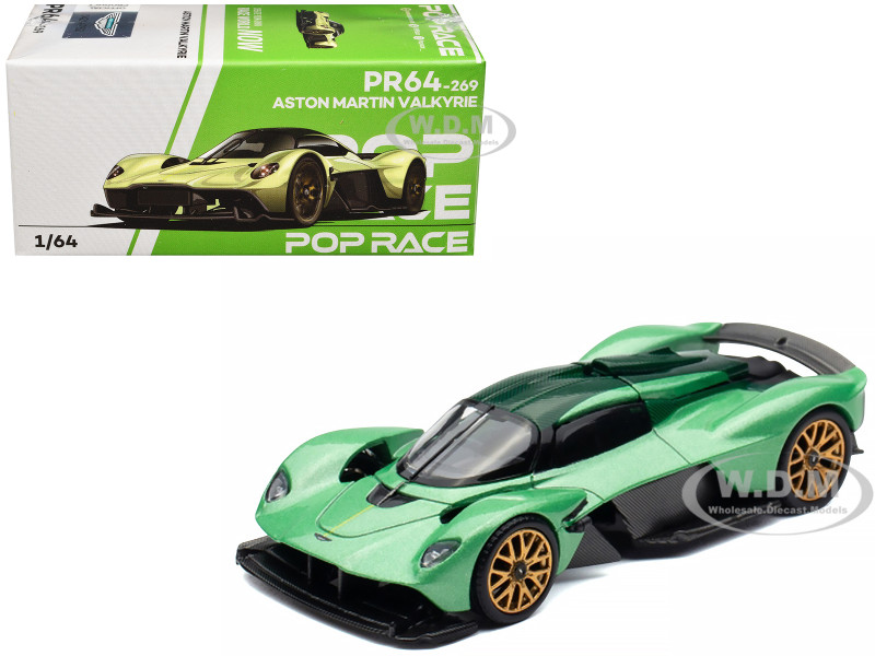 Aston Martin Valkyrie Iridescent Emerald Metallic with Green Carbon Top 1/64 Diecast Model Car Pop Race PR640269