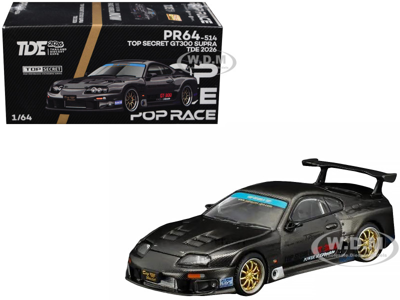Toyota Supra Top Secret GT300 RHD Right Hand Drive Black Carbon Thailand Diecast Expo 2026 1/64 Diecast Model Car Pop Race PR640514
