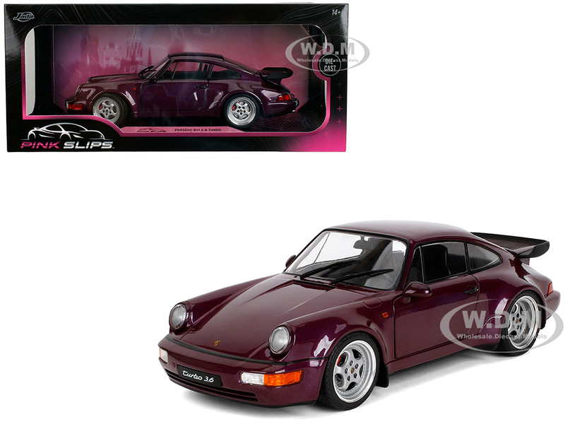 Porsche 911 3 6 Turbo Purple Metallic Pink Slips Series 1/18 Diecast Model Car Jada 36466