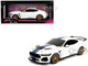 Ford Mustang Shelby Super Snake White Metallic with Blue Stripes and Gold Wheels Pink Slips Series 1/18 Diecast Model Car Jada 36470